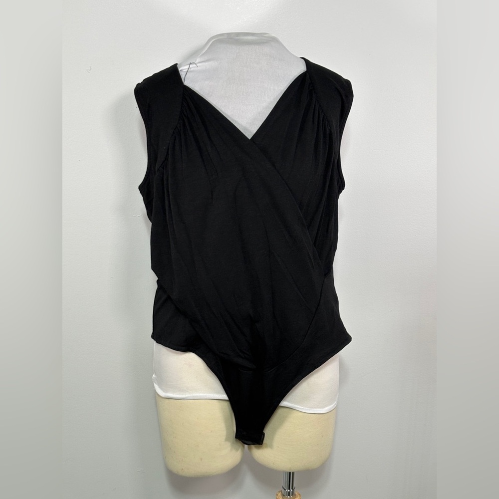 New York & Company Bodysuit Size XL Sexy Color Black Bodysuit V Neck NWT